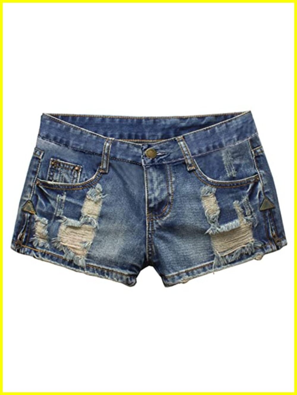 Ripped Distressed Frayed Denim Shorts Low Rise Slim Fit Summer